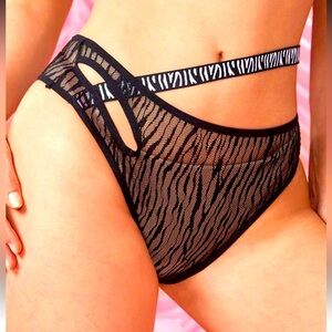 Zebra Print Lace Trim Panty nwt